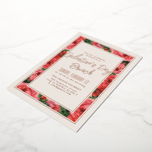 Folie Roos Lijst Galentine's Day Invitation - Ivor Folie Uitnodiging (Gedraaid)