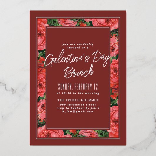 Folie Roos Lijst Galentine's Day Invitation - Maro Folie Uitnodiging (Voorkant)