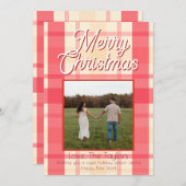 Folie Roze Karo Vintage Feestdagenkaart (Voorkant / Achterkant)