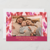 Folie Roze Rood Hart Patroon Valentijn Fotokaart Kaart (Voorkant)