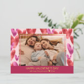 Folie Roze Rood Hart Patroon Valentijn Fotokaart Kaart (Staand voorkant)