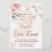 Folie Roze Roze Birthday Uitnodiging tot Folie (Voorkant)