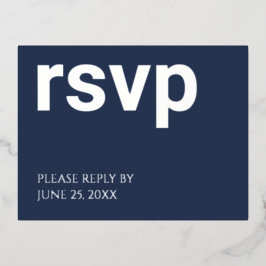 Folie RSVP Navy Blue Stijlvol Maaltijd Keuzes Brie Uitnodiging Briefkaart