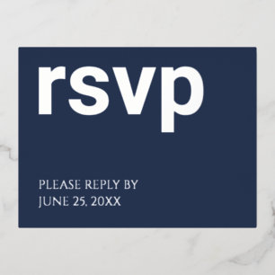 Folie RSVP Navy Blue Stijlvol Maaltijd Keuzes Brie Uitnodiging Briefkaart