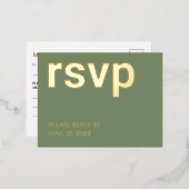Folie RSVP Sage Groen Stijlvol Maaltijd Keuzen Bri Folie Uitnodiging Briefkaart (Voorkant / Achterkant)
