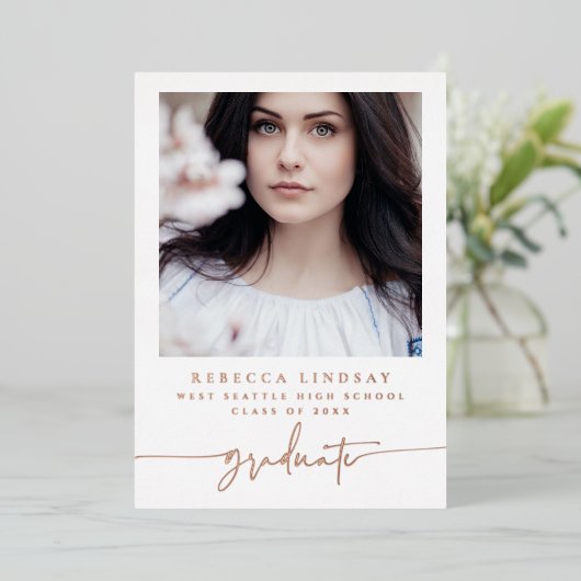 Folie Script Afstudeerkaart Foto Kaarten (Staand Voorkant)