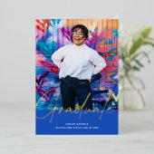 Folie script afstuderen aankondiging fotokaart (Staand Voorkant)