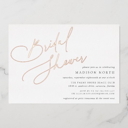 Folie script | Eenvoudig elegant Vrijgezellenfeest Folie Uitnodiging (Voorkant)