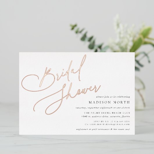 Folie script | Eenvoudig elegant Vrijgezellenfeest Folie Uitnodiging (Staand Voorkant)