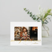 Folie Script Merry Kerstmis Elegant Photo Briefkaa Folie Feestdagen Briefkaart (Staand Voorkant)