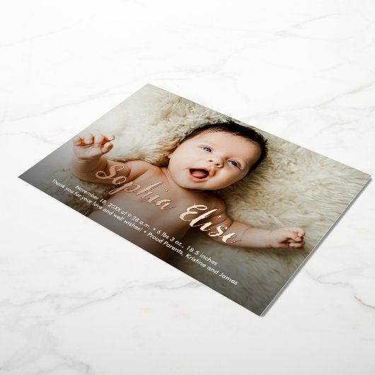 Folie Script Naam 2 Foto's Geboorte Aankondiging (Gedraaid)