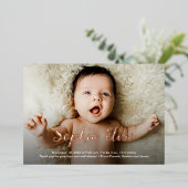 Folie Script Naam 2 Foto's Geboorte Aankondiging (Staand Voorkant)