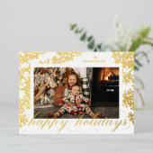 Folie Script Prettige feestdagen Foliage-fotokaart (Staand Voorkant)
