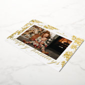Folie Script Prettige feestdagen Foliage-fotokaart (Gedraaid)