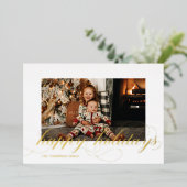 Folie Script Prettige feestdagen legante fotokaart (Staand Voorkant)