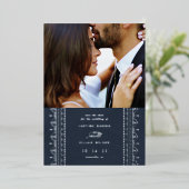 Folie Sierlijke Frame Save the Date Kaart - Navy (Staand Voorkant)