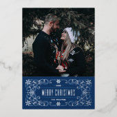 Folie Sneeuwvlok Bloemrijke Frame Kaart - Blauw (Voorkant)