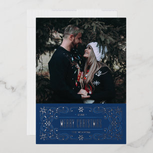 Folie Snowflake Flourish Lijst Kaart - Blauw