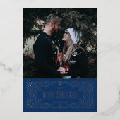 Folie Snowflake Flourish Lijst Kaart - Blauw (Voorkant)