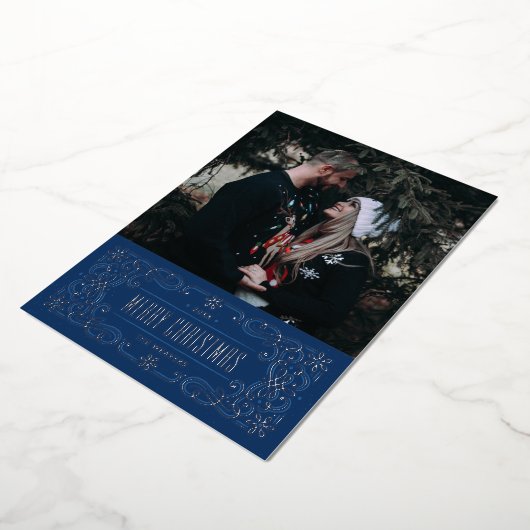 Folie Snowflake Flourish Lijst Kaart - Blauw (Gedraaid)