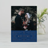 Folie Snowflake Flourish Lijst Kaart - Blauw (Staand Voorkant)