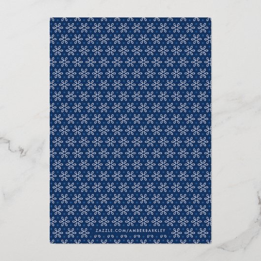 Folie Snowflake Flourish Lijst Kaart - Blauw (Achterkant)