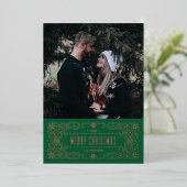 Folie Snowflake Flourish Lijst Kaart - Groen (Staand Voorkant)