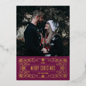 Folie Snowflake Flourish Lijst Kaart - Paars (Voorkant)