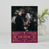 Folie Snowflake Flourish Lijst Kaart - Paars (Staand Voorkant)