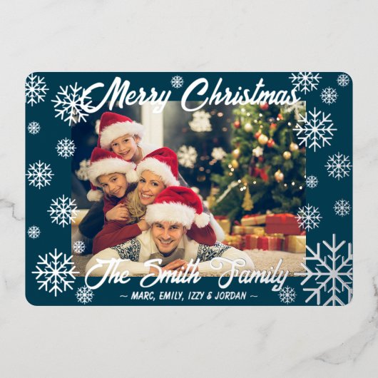  Folie Snowflake-kerstkaart Blauw Folie Feestdagenkaart (Voorkant)