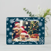  Folie Snowflake-kerstkaart Blauw Folie Feestdagenkaart (Staand Voorkant)