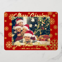  Folie Snowflake-kerstkaart Rood Folie Feestdagenkaart