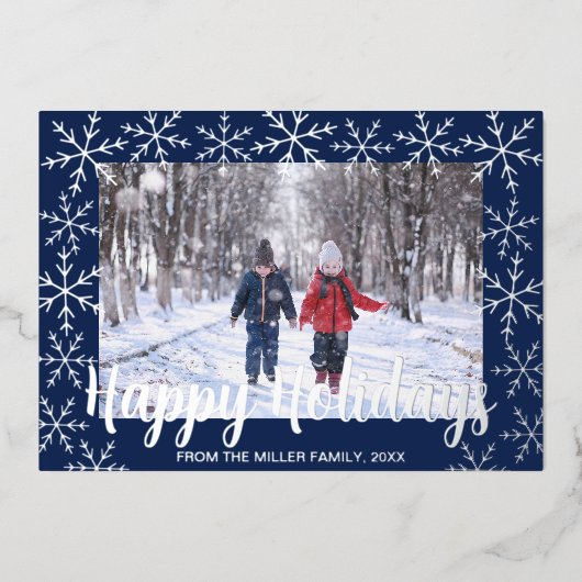 Folie Snowflakes Prettige feestdagen Fotokaart (Voorkant)