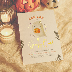 Folie Spooky One Halloween Gender Neutral Birthday Uitnodiging