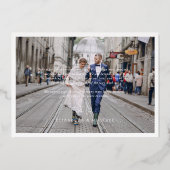 Folie-Stamped Minimal Wedding Foto Dank je kaart (Achterkant)