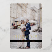 Folie-Stamped Minimal Wedding Foto Dank je kaart (Voorkant)