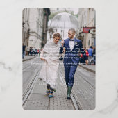 Folie-Stamped Minimal Wedding Foto Dank je kaart (Achterkant)