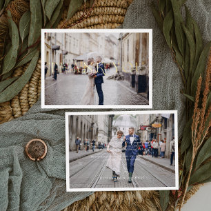 Folie-Stamped Minimal Wedding Foto Dank je kaart