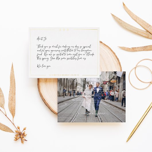 Folie-Stamped Minimal Wedding Foto Dank je kaart