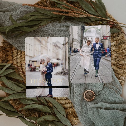 Folie-Stamped Minimal Wedding Foto Dank je kaart