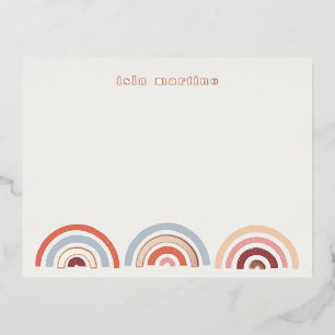 Folie Stamped Rainbows Stationery Card - Maroon Folie Uitnodiging Briefkaart