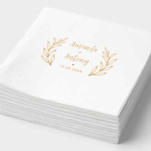 Folie Stamped servetten in retro bloemenstijl. (Detail)