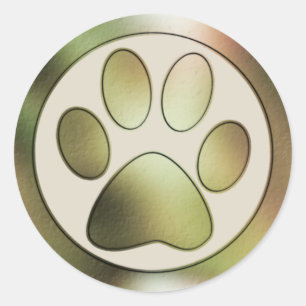 Folie Stijl Paw Print Ronde Sticker
