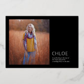 Folie Stijlvolle zwarte aankondiging Afstuderen (Achterkant)