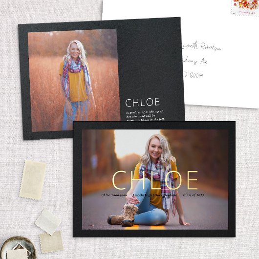 Folie Stijlvolle zwarte aankondiging Afstuderen