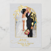 Folie Stof Blauw Eucalyptus Boog YOUR PHOTO Uitnodiging (Voorkant)