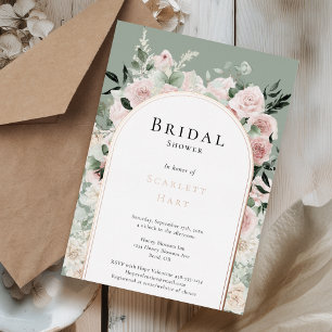 FOLIE Stoffig Roos Gouden Boog Sage Vrijgezellenfe Folie Uitnodiging