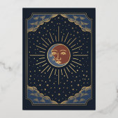 Folie Sun en Moon Tarot Kaart Wedding Invitation (Achterkant)