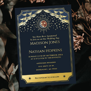 Folie Sun en Moon Tarot Kaart Wedding Invitation