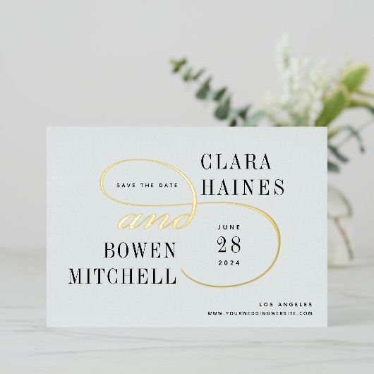 Folie Swash Save the Date Kaart (Staand Voorkant)